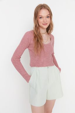 Gul Kurusu Crop Yumusak Dokulu Basic Triko Kazak TWOAW22KZ1453 - Trendyolmilla фото 2