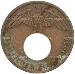 Монета 1 рейхспфенниг 1938 года A Германия