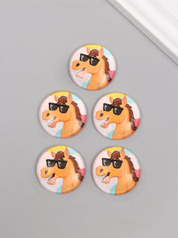 Цена за 10 шт. Кабошон стекло для творчества «Круг. Крутой конь», 3×3 см