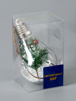 Ёлочный шар Еловая ветка, 5 LED, от батареек, свечение тёплое белое - Luazon lighting фото 4