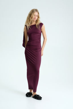 Vestido drapeado de un hombro - H&m фото 3
