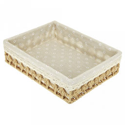 Корзина-сухарница плетеная Миледи набор 3 штуки: 38х28см h10см; 35х25см h8см; 32х22см h6см, металлический каркас, чехол хлопок, форма прямоугольная, цвет - бежевый, ручная работа (Китай) - Домашняя мода фото 2