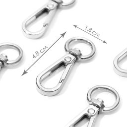 Цена за 2 шт. Карабин металлический, 48 18 мм / 13 2,2 мм, 5 шт, цвет серебряный