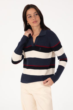 Kad_n A__k Lacivert Polo Yaka Kazak