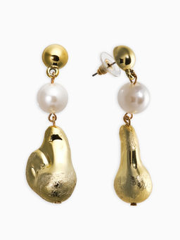 Серьги жемчуг "Борокко". цвет белый в золоте