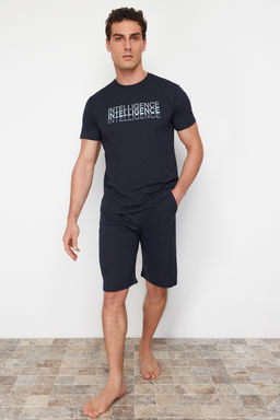 TRENDYOL MAN Gri Regular Fit Bisiklet Yaka Orme Sortlu Pijama Tak?m? TMNSS24PT00046 - Trendyolmilla фото 3