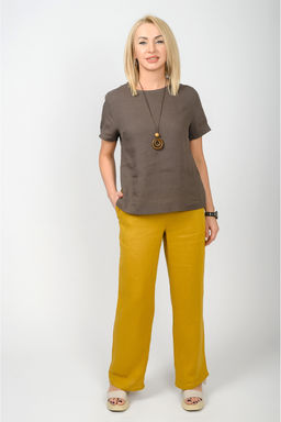 Комфортная базовая блуза 100% лен 0111Л - Новый лен фото 3