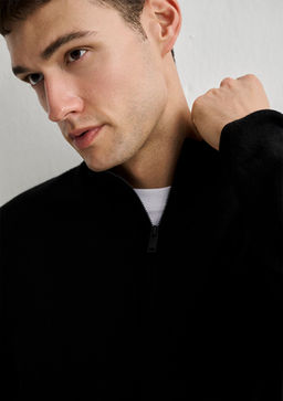 Yar? Fermuarl? Dik Yaka Siyah Kazak - Mavi фото 6