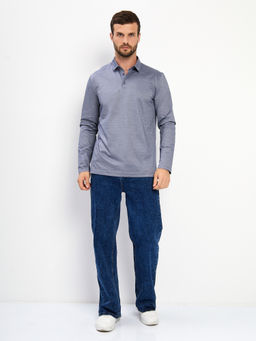 Джемпер мужской с воротником поло GREG G155-PM4-LT1636 (сине-серый)  фото 5