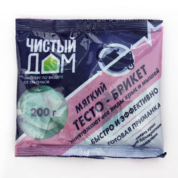 Цена за 2 шт. Тесто-брикет от крыс и мышей Чистый дом 200 г