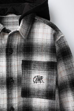 CHECK OVERSHIRT WITH DETACHABLE FAUX FUR HOOD - Zara фото 4