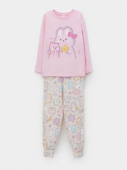 К 1606/светло-розовый,цветные зверята пижама дет