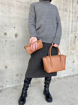 Женская кожаная сумка с клатчем 509286 Браун