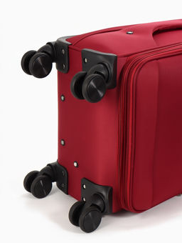 Чемодан 20",Текст,36*25*58,отд на молнии,1 нар/карм, увелич,код замок,4 колеса, красный