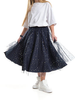 Юбка пачка длинная из фатина 22-7608 черный/зол. звезды - Mini maxi фото 24