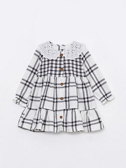 Ekose Desenli Bebe Yaka K?z Bebek Elbise