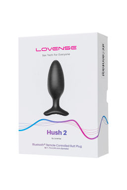 Анальная втулка LOVENSE Hush 2 (M), силикон, черная, 13,5 см, 4,4 см