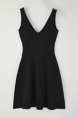 Siyah Skater/Belden Ac?lan V Yaka Mini Orme Elbise TWOSS25EL00358 - Trendyolmilla фото 7