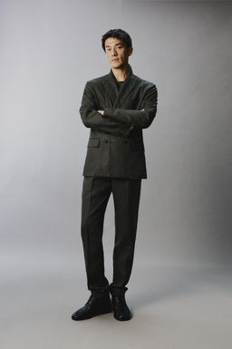BLAZER CRUZADA TRAJE 100% LINO / Khaki