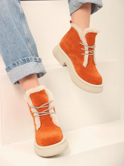 Ботинки EDART 308.агата w. мандарин замша з/шерсть