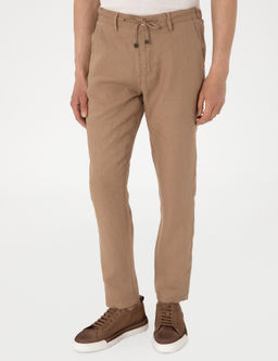 Kahverengi Carrot Fit Keten Kanvas Pantolon - Pierre cardin фото 2