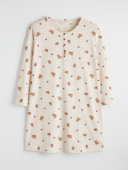 Bisiklet Yaka Ay? Teddy Desenli Hamile Gecelik