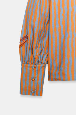 CHAQUETA RAYAS BORDADOS FLORES / Naranja - Zara фото 7