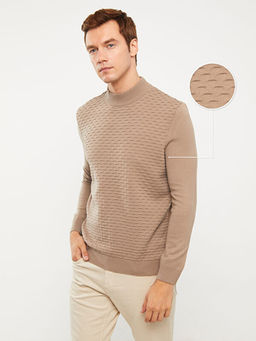 Yar?m Bal?k?? Yaka Uzun Kollu Erkek Triko Kazak