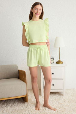 Trendyolmilla Pembe %100 Pamuklu F?rf?rl? Sortlu Orme Pijama Tak?m? THMSS23PT00175  фото 12