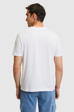 Erkek Regular Fit Bisiklet Yaka Beyaz Basic Ti__rt