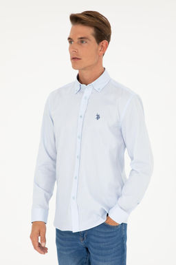 U. S. Polo Assn / Мужская голубая базовая рубашка с длинным рукавом - U.s. polo assn фото 3