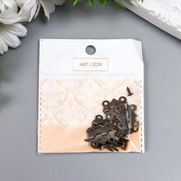 Цена за 4 шт. Петля для шкатулки (ключницы), металл, фигурная, под бронзу, набор 6 шт., 1.5×2.1 см