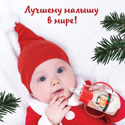 Подарочный набор новогодний, «Наше чудо»: бутылочка для кормления 150 мл., пустышка силикон ортодонтическая, Крошка Я