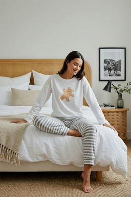 Trendyolmilla Lacivert %100 Pamuklu Ay?c?kl? Orme Pijama Tak?m? THMAW21PT0302  фото 9