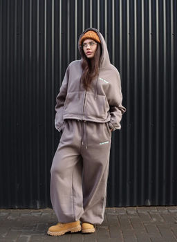 K13400 Костюм спортивный OVER SIZE хлопок СЕРЫЙ