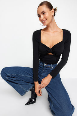 Siyah Cut Out/Pencere Detayl? Orme Bluz TPRAW24BZ00027