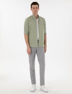 _a_la Slim Fit Keten G_r_n_ml_ G_mlek
