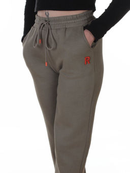 2617 GRAY/GREEN Брюки спортивные утепленные женские (85% хлопок, 10% полиэстер, 5% спандекс)