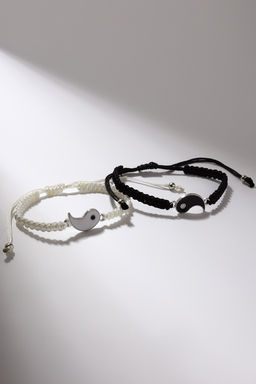 Цена за 2 шт. Браслеты парные «Неразлучники» инь-ян, толстая нить, чёрно-белые, d=7 см