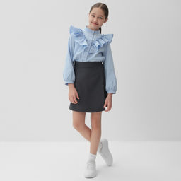 Юбка - шорты школьная для девочки MINAKU: Casual Collection, серая, рост 122 см