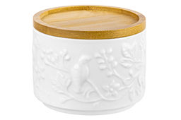 Банка д/хранения 250 мл 9,3*9,3*7 см Птички на ветке + дер. крышка-подставка с сил. упл. - Elan gallery фото 4