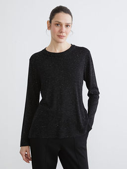 Bisiklet Yaka Parlak G?r?n?ml? Kad?n Triko Kazak