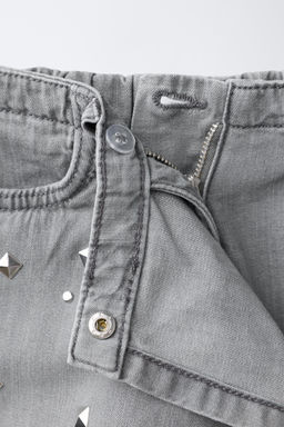 FALDA BERMUDA DENIM TACHAS / Gris - Zara фото 3