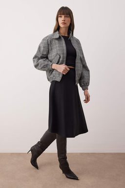 Siyah Selanik A-line/Can Ac?lan Midi Orme Etek TWOAW26ET00149