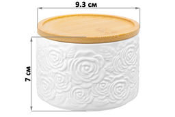 Набор 2 банок д/хранения и запекания 250 мл 9,3*9,3*7 см "Розы" c дер. крышкой-подстав. с сил. упл.
