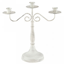 Подсвечник (канделябр) "Романтик" 32х12х32см, основание д12,6см, для 3-х свечей, металл, в стиле "Прованс", молочный, в коробке (Китай)