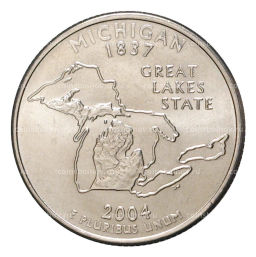 Монета 25 центов (1/4 доллара) 2004 года D США Штаты и территории Мичиган