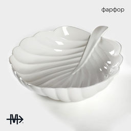 Салатник Magistro «Лист Бланш», 1.5 л, d=30 см, фарфор, белый