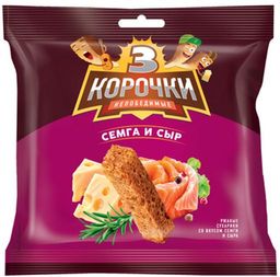 Цена за 5 шт.3 Корочки, сухарики со вкусом сёмги с сыром, 40 г