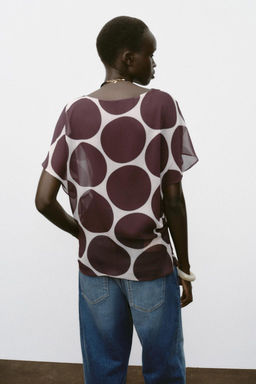 SHEER POLKA DOT TOP - Zara фото 6